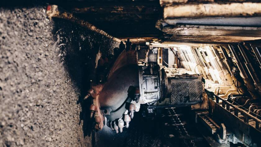 Black,coal,shearer,in,underground,coal,mine