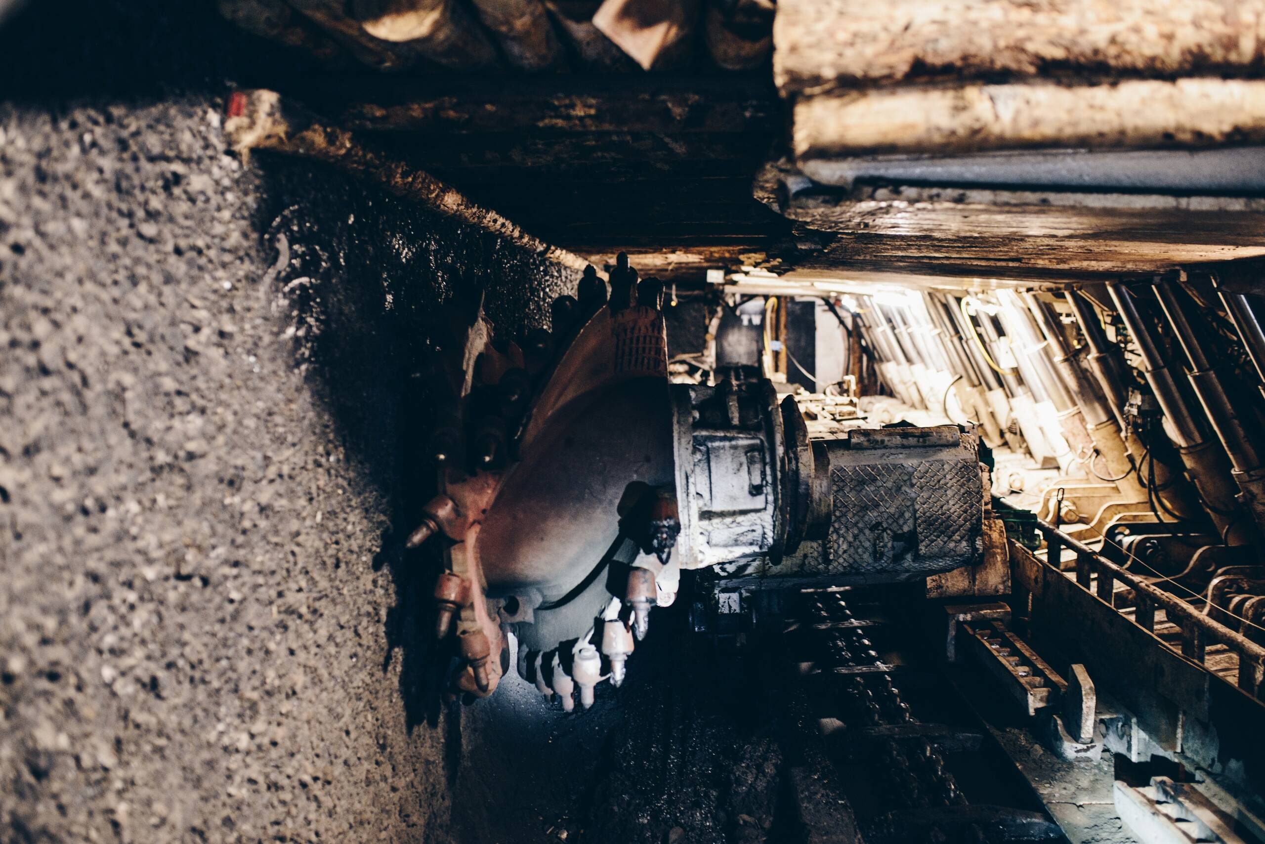 Black,coal,shearer,in,underground,coal,mine